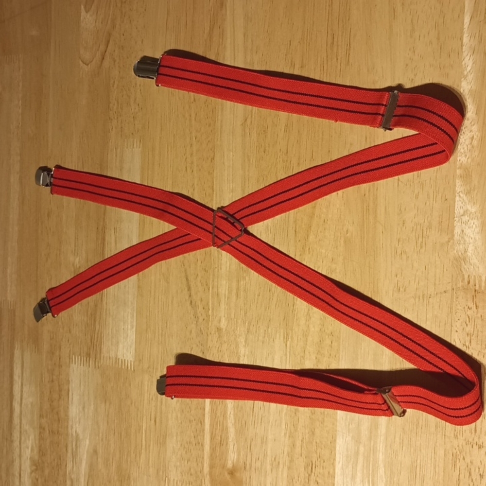 red and black suspenders
